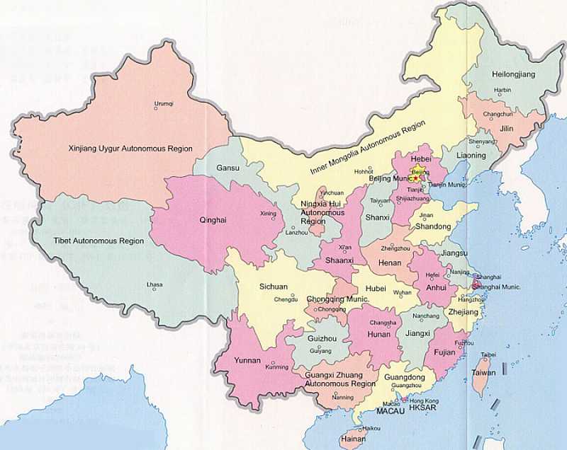 Chinesische Provinzen Karte